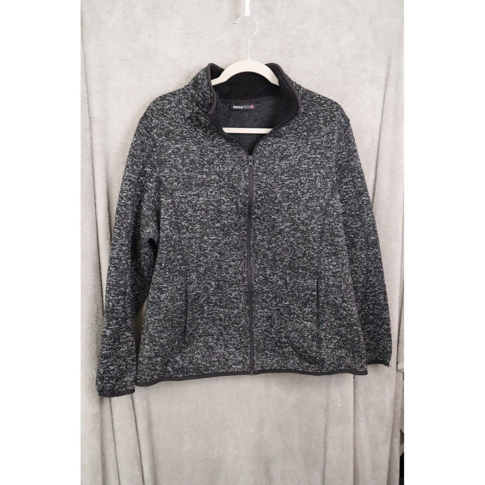 Swiss Tech 2X (18W-20W) Gray Fleece Jacket Full Zip Mock Neck Womenswear